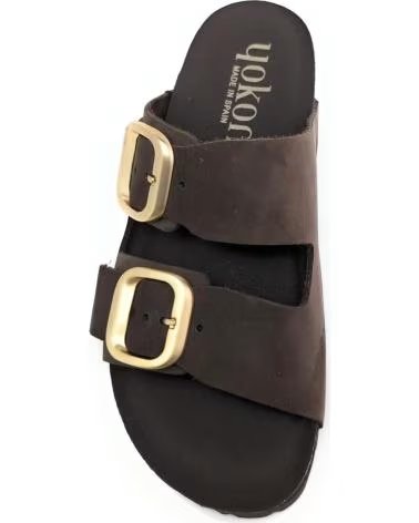 YOKONO TUNEZ-130 LEATHER SANDALS IN BROWN MARRON