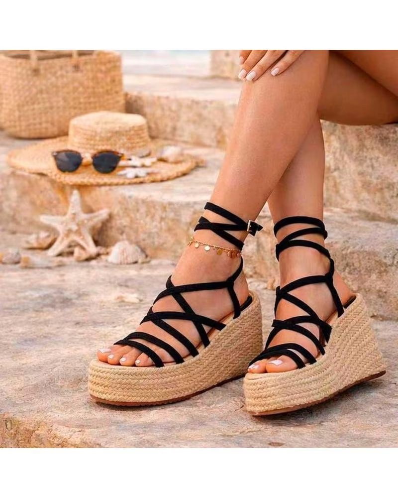 PINKDESERT SANDALIAS 5202 CON CUÑA Y PLATAFORMA NEGRO