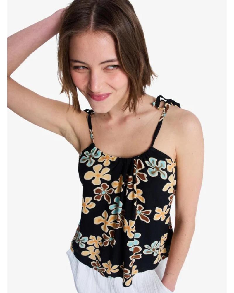 ROXY TOP ERJWT03742 CON ESTAMPADO FLORAL NEGRO