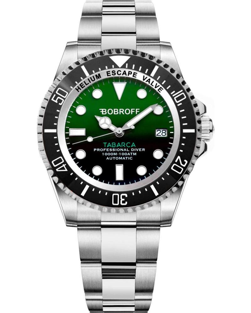 BOBROFF RELOJ BF002 CON ESFERA VERDE Y BRAZALETE PLATEADO