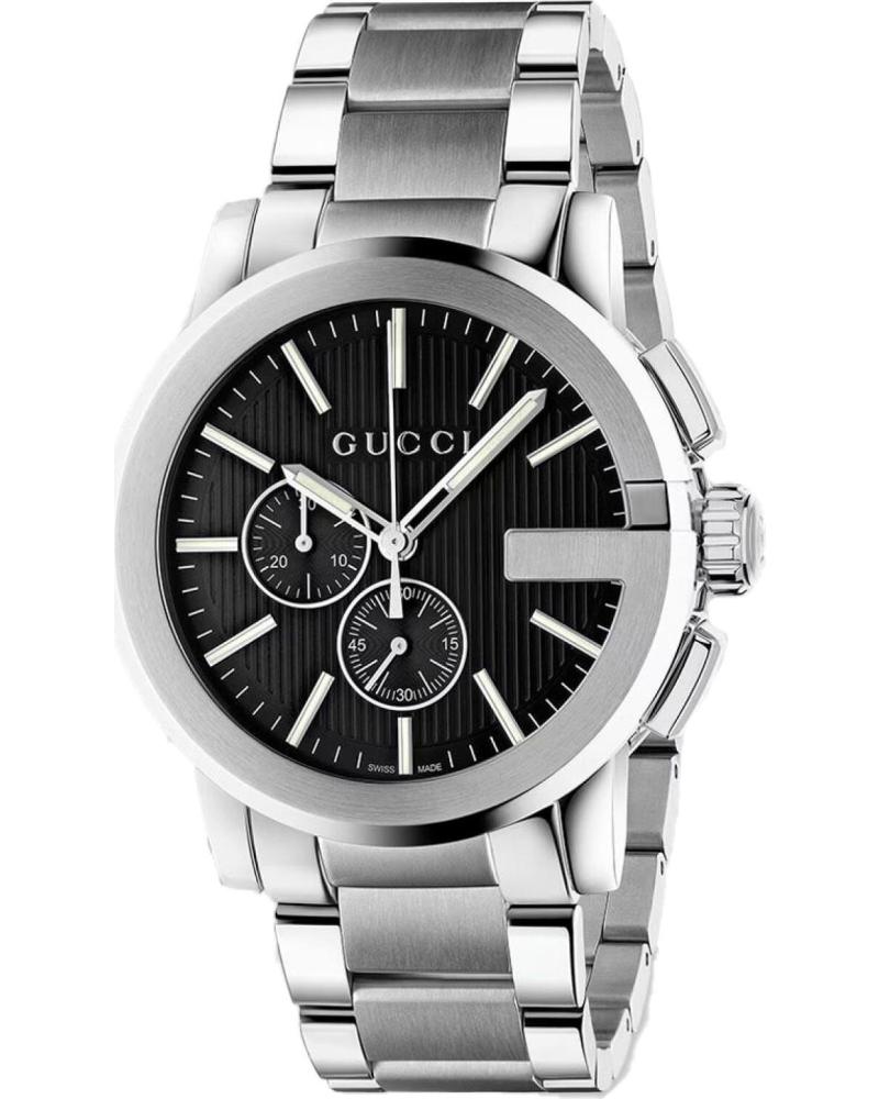 GUCCI RELOJ YA101204 DE ACERO INOXIDABLE CON ESFERA NEGRA GRIS