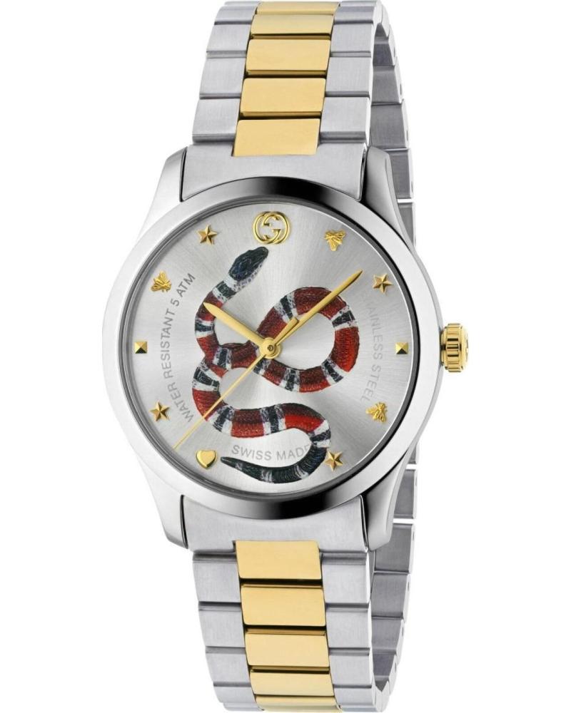 GUCCI RELOJ YA1264075 CON DISEÑO DE SERPIENTE PLATEADO