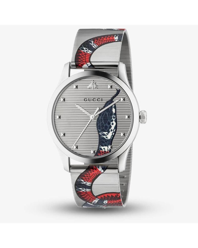 GUCCI RELOJ YA1264123 CON DISEÑO DE SERPIENTE GRIS