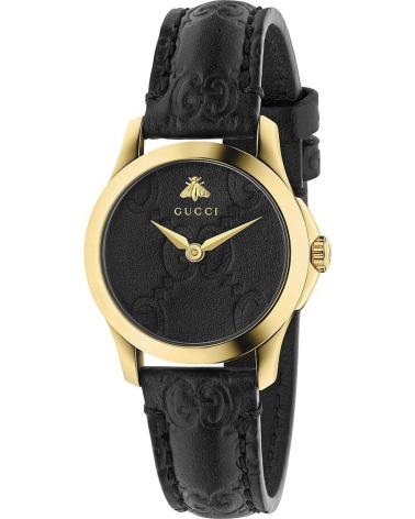 GUCCI RELOJ YA126581A CON CORREA DE PIEL NEGRA NEGRO