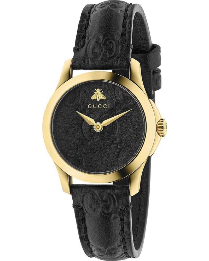 GUCCI RELOJ YA126581A CON CORREA DE PIEL NEGRA NEGRO