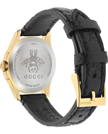 GUCCI RELOJ YA126581A CON CORREA DE PIEL NEGRA NEGRO
