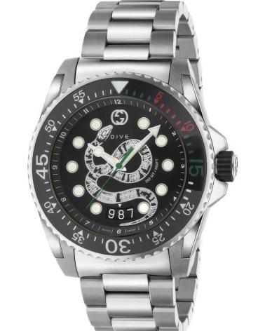 GUCCI RELOJ YA136218 DIVE CON ESFERA DE SERPIENTE GRIS