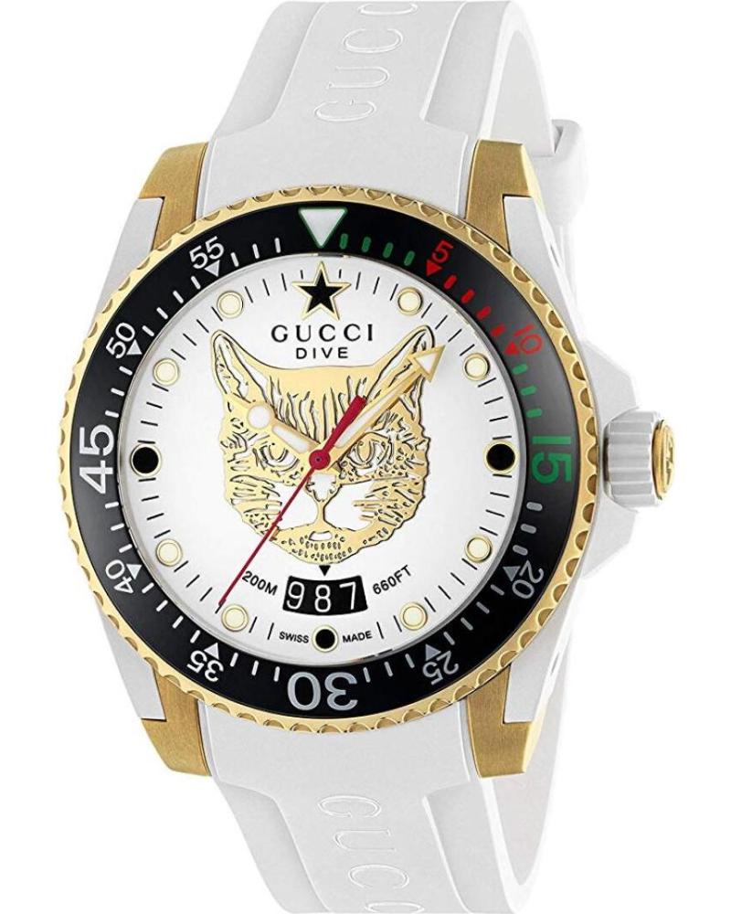 GUCCI RELOJ YA136322 CON CORREA DE SILICONA BLANCA BLANCO