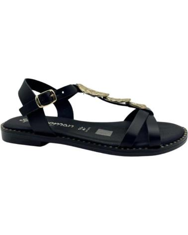 SPARWOMAN SANDALIA ESCLAVA CON APLIQUES DECORATIVOS NEGRO