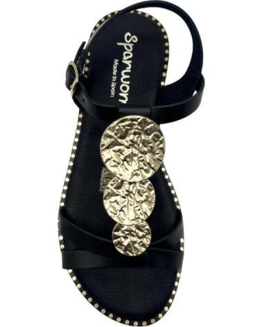 SPARWOMAN SANDALIA ESCLAVA CON APLIQUES DECORATIVOS NEGRO