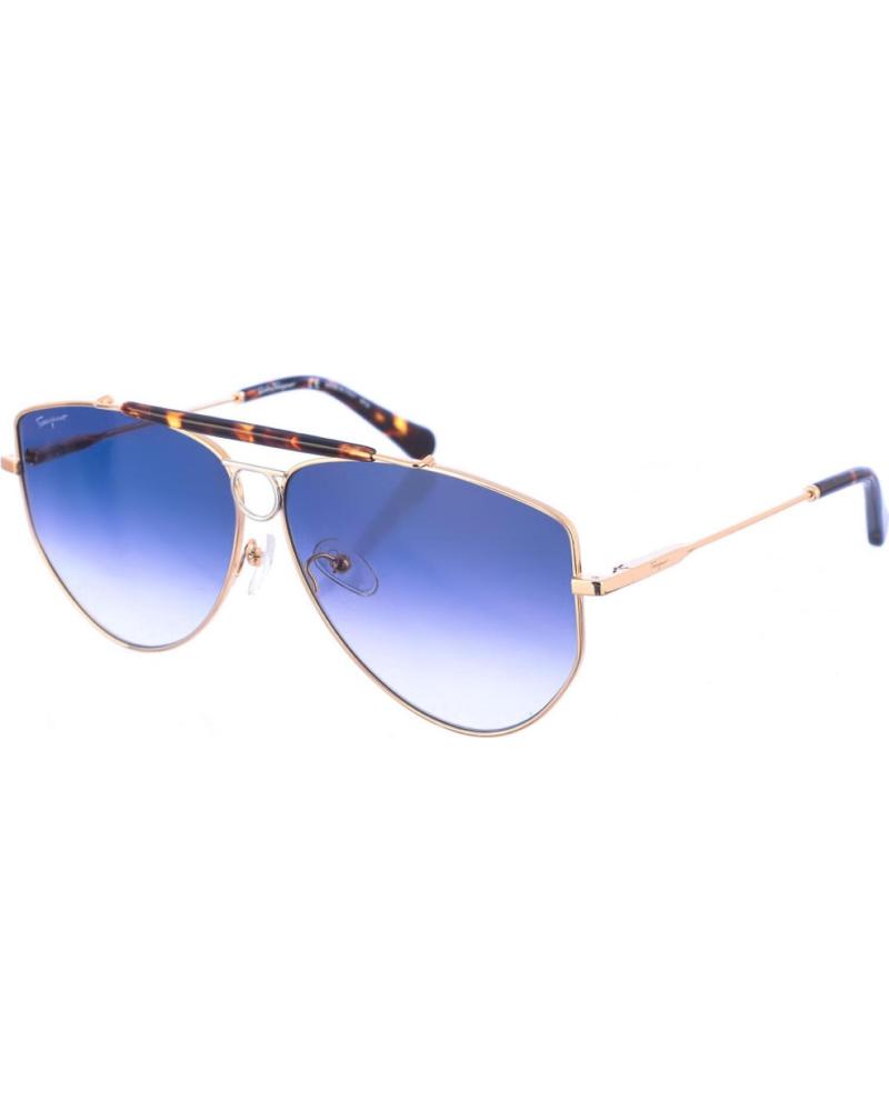 SALVATORE FERRAGAMO GAFAS DE SOL SF241S ESTILO PILOTO DORADO-AZUL OSCURO