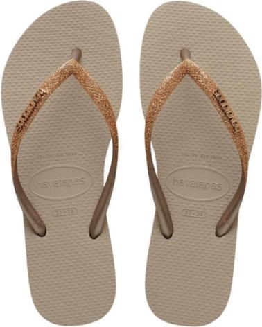 HAVAIANAS CHANCLAS SLIM GLITTER BEIGE