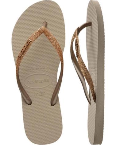 HAVAIANAS CHANCLAS SLIM GLITTER BEIGE