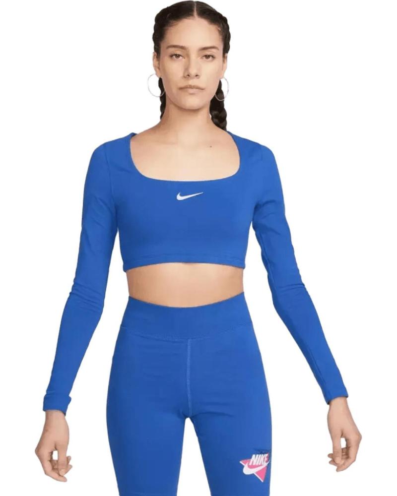 NIKE DANCE CROP TOP MANGA LARGA AZUL