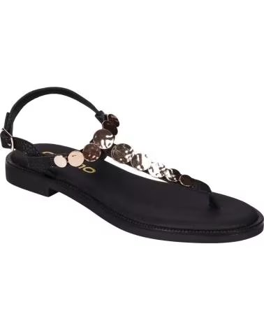 CHIKA10 SANDALES PLATES COINS 01 AVEC DÉTAIL DE PIÈCES NEGRO