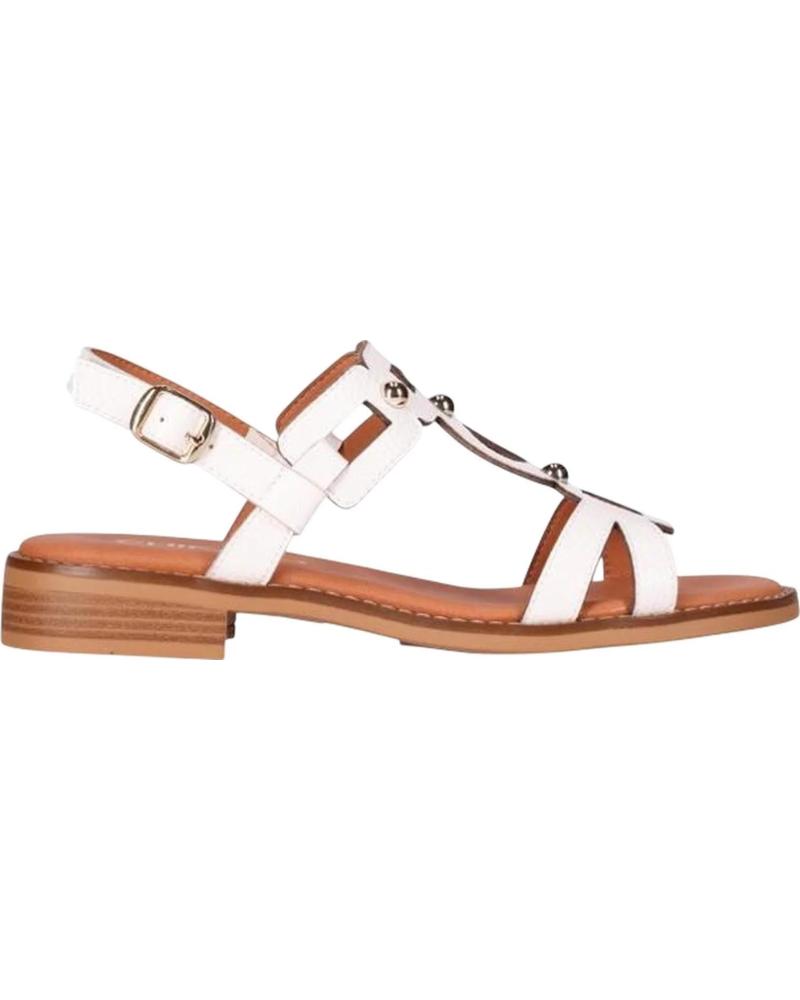CHIKA10 SANDALIA PLANA MIL BLANCA CON DETALLES METÁLICOS BLANCO