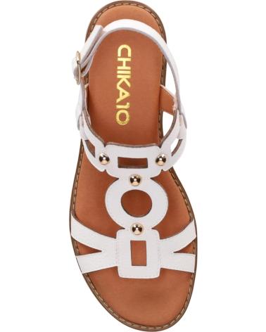 CHIKA10 SANDALIA PLANA MIL BLANCA CON DETALLES METÁLICOS BLANCO