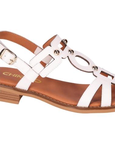 CHIKA10 SANDALIA PLANA MIL BLANCA CON DETALLES METÁLICOS BLANCO