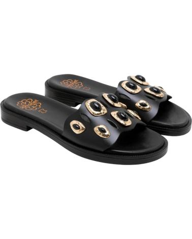 PORRONET SANDALIAS PLANAS 3236 CON DETALLES METÁLICOS NEGRO