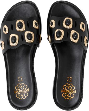 PORRONET SANDALIAS PLANAS 3236 CON DETALLES METÁLICOS NEGRO