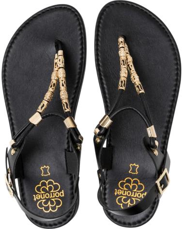 PORRONET SANDALIA 3205 CON DETALLE DE PEDRERÍA EN NEGRO