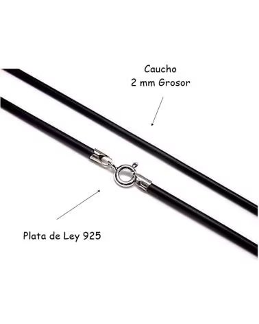 MINOPLATA SCHWARZES KAUTSCHUKBAND 40 CM UND 2 MM MIT VERSCHLUSS AUS 925ER STERLINGSILBER