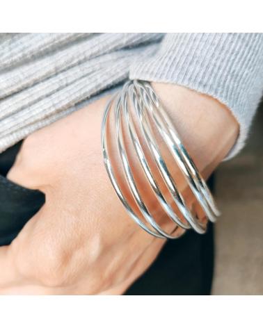 MINOPLATA CONJUNTO DE PULSERAS SEMANARIO LISAS DE PLATA DE LEY 3MM