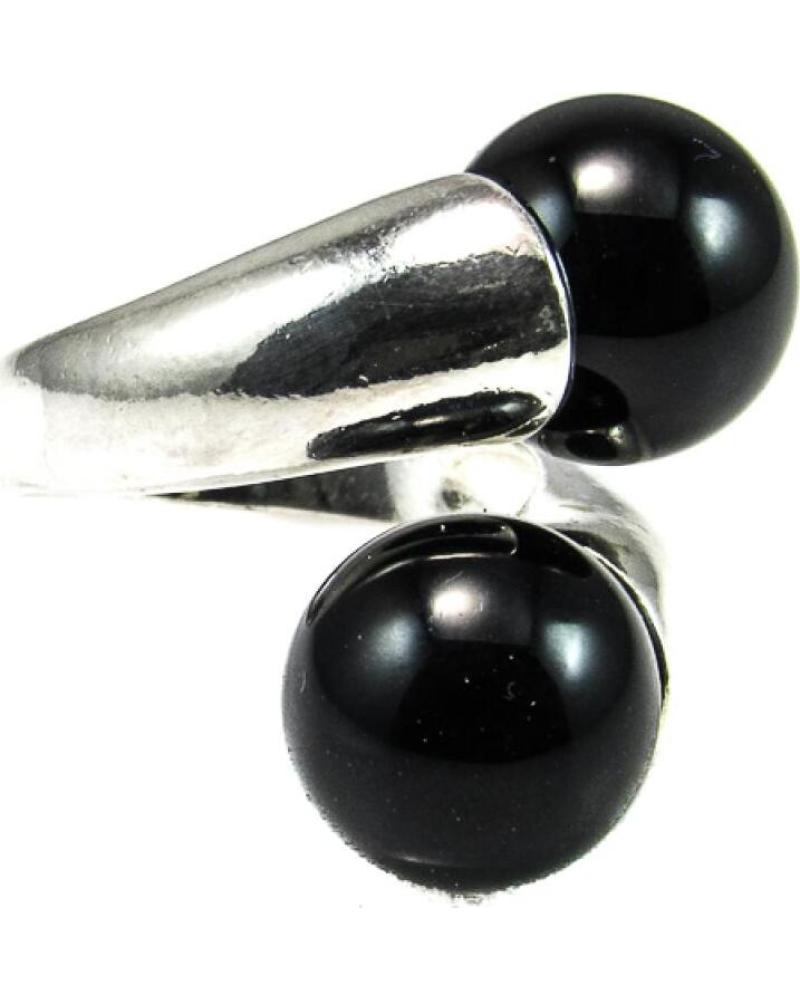 MINOPLATA ANILLO DE PLATA CON BOLAS NEGRAS 12 MM