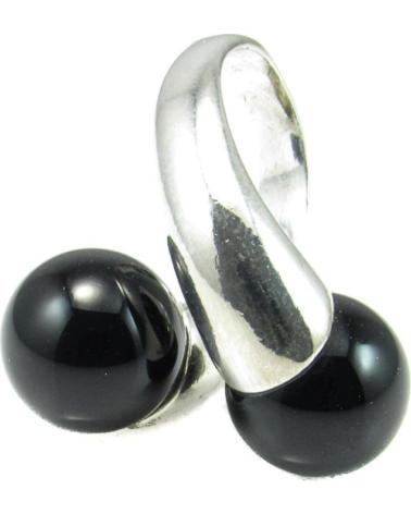 MINOPLATA ANILLO DE PLATA CON BOLAS NEGRAS 12 MM