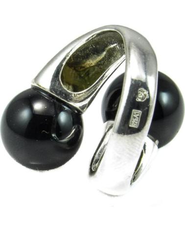 MINOPLATA ANILLO DE PLATA CON BOLAS NEGRAS 12 MM