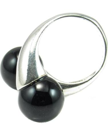 MINOPLATA ANILLO DE PLATA CON BOLAS NEGRAS 12 MM