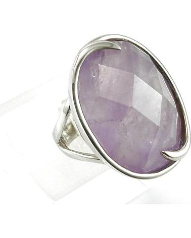 MINOPLATA ANILLO DE PLATA RODIADA CON PIEDRA DE CUARZO FACETADA