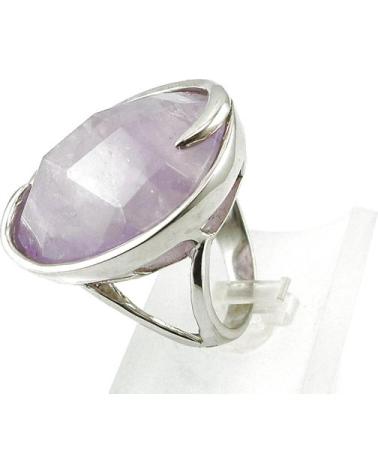 MINOPLATA ANILLO DE PLATA RODIADA CON PIEDRA DE CUARZO FACETADA