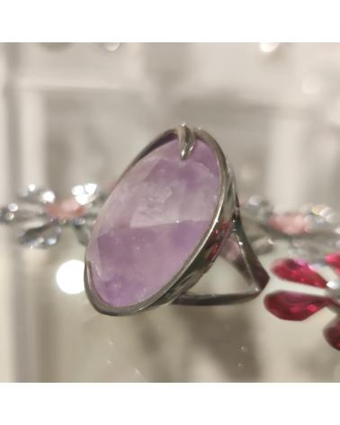 MINOPLATA ANILLO DE PLATA RODIADA CON PIEDRA DE CUARZO FACETADA