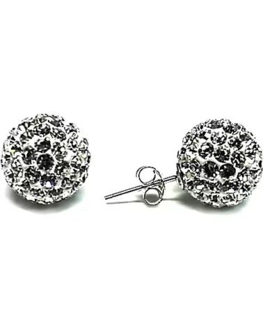 MINOPLATA PENDIENTES DE PLATA DE LEY CON CRISTAL BLANCO 12 MM