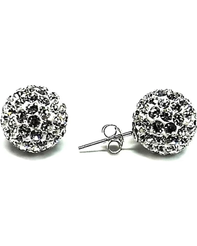 MINOPLATA PENDIENTES DE PLATA DE LEY CON CRISTAL BLANCO 12 MM