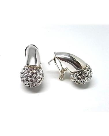 MINOPLATA PENDIENTES EN PLATA DE LEY CON BOLA DE CRISTAL 12 MM