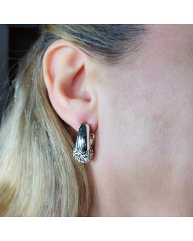 MINOPLATA PENDIENTES EN PLATA DE LEY CON BOLA DE CRISTAL 12 MM