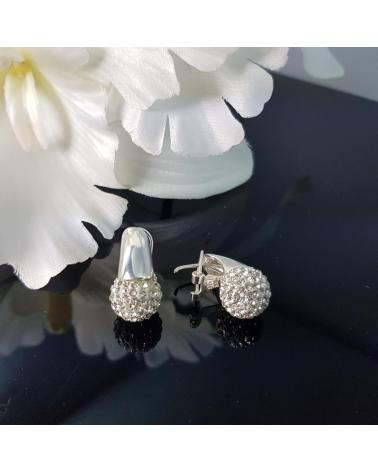 MINOPLATA PENDIENTES EN PLATA DE LEY CON BOLA DE CRISTAL 12 MM
