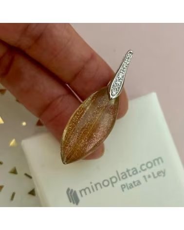 MINOPLATA PENDENTIF EN ARGENT STERLING RHODIÉ AVEC ZIRCONE COULEUR CHAMPAGNE