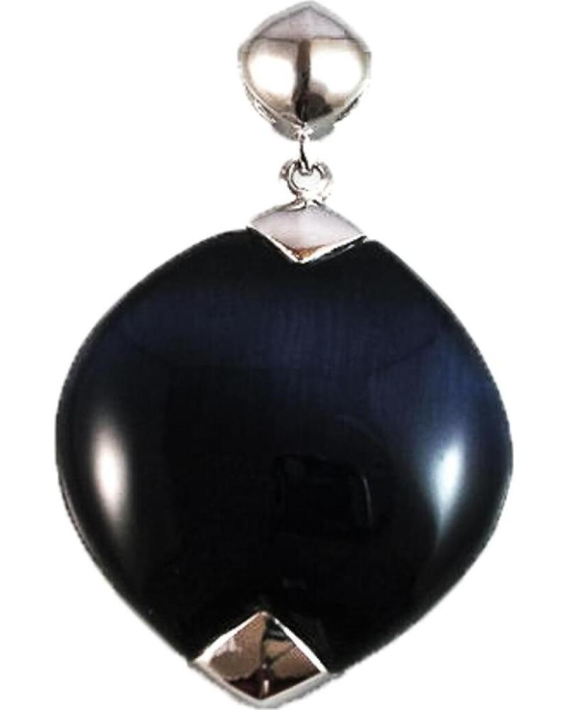 MINOPLATA COLGANTE EN PLATA RODIADA CON PIEDRA OJO DE GATO AZUL OSCURO