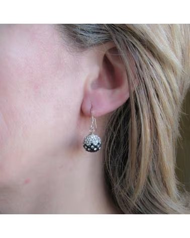 MINOPLATA PENDIENTES DE PLATA DE LEY CON ESFERAS DE CRISTAL