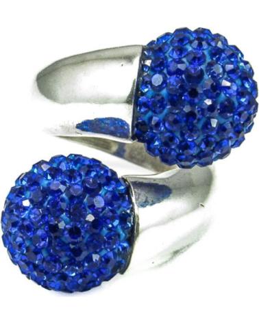 MINOPLATA SORTIJA DE PLATA DE LEY CON BOLAS DE CRISTAL AZUL