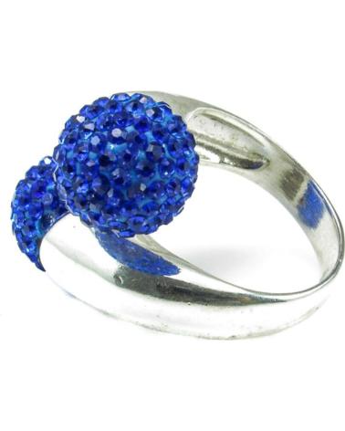 MINOPLATA SORTIJA DE PLATA DE LEY CON BOLAS DE CRISTAL AZUL