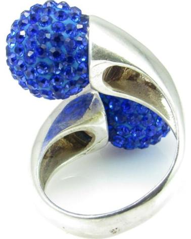 MINOPLATA SORTIJA DE PLATA DE LEY CON BOLAS DE CRISTAL AZUL