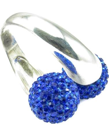 MINOPLATA SORTIJA DE PLATA DE LEY CON BOLAS DE CRISTAL AZULES