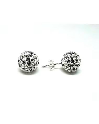 MINOPLATA PENDIENTES DE PLATA Y CRISTAL BLANCO 10 MM