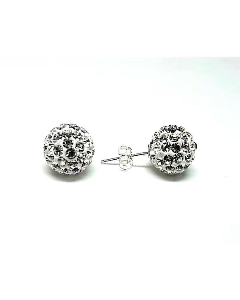 MINOPLATA PENDIENTES DE PLATA Y CRISTAL BLANCO 10 MM