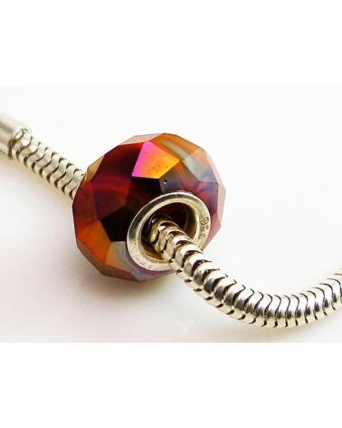 MINOPLATA ABALORIO DE PLATA Y CRISTAL MURANO FACETADO MARRÓN