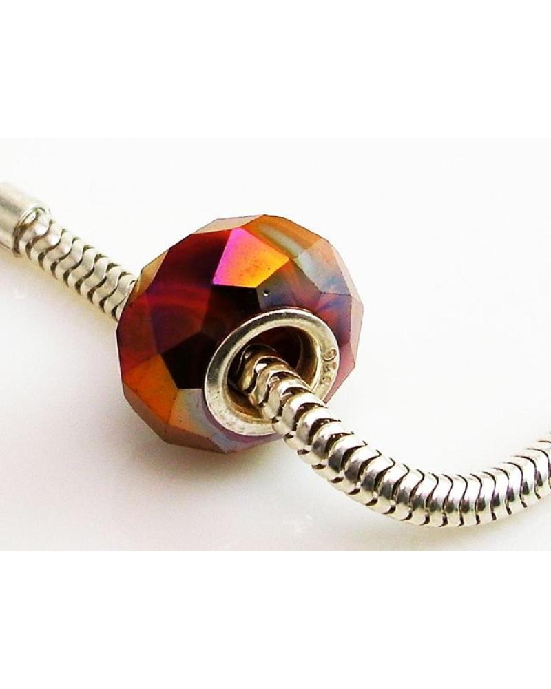 MINOPLATA ABALORIO DE PLATA Y CRISTAL MURANO FACETADO MARRÓN